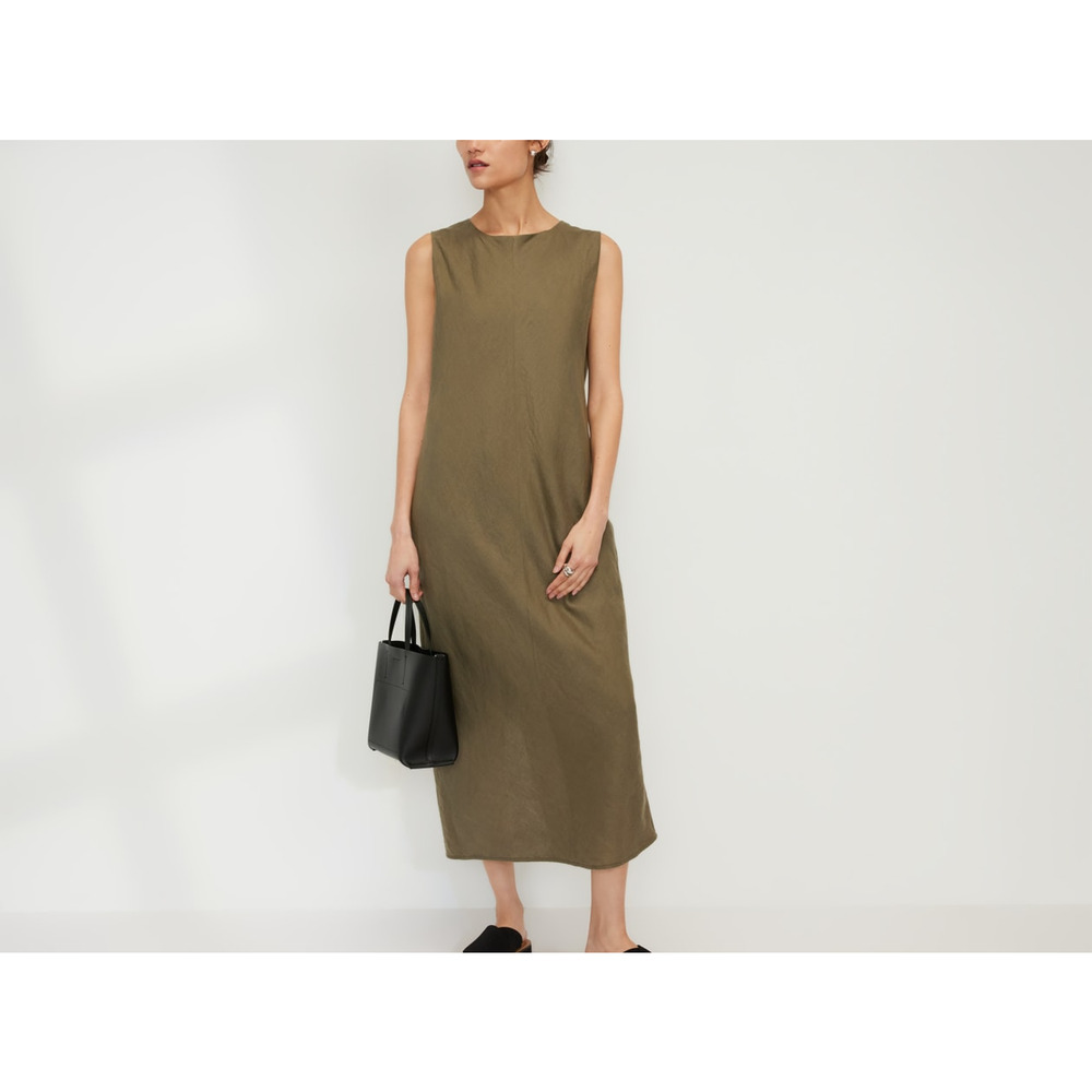 Everlane 'The Linen' Green Bias Cut Dress Size 2 - Picture 1 of 5